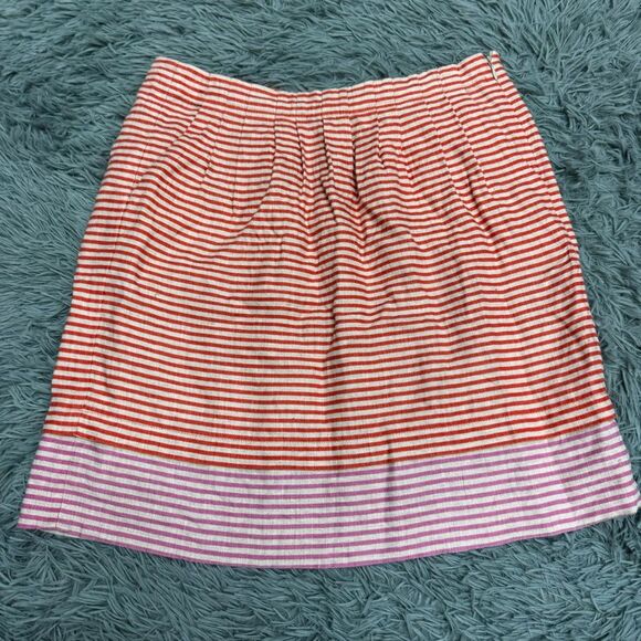 LOFT Striped 100% Linen Skirt Size 4 - Picture 1 of 10